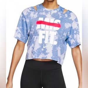 Nike Icon Clash  Gray and White Tie-Dye MISFIT Crop Top T-Shirt BV5116-010